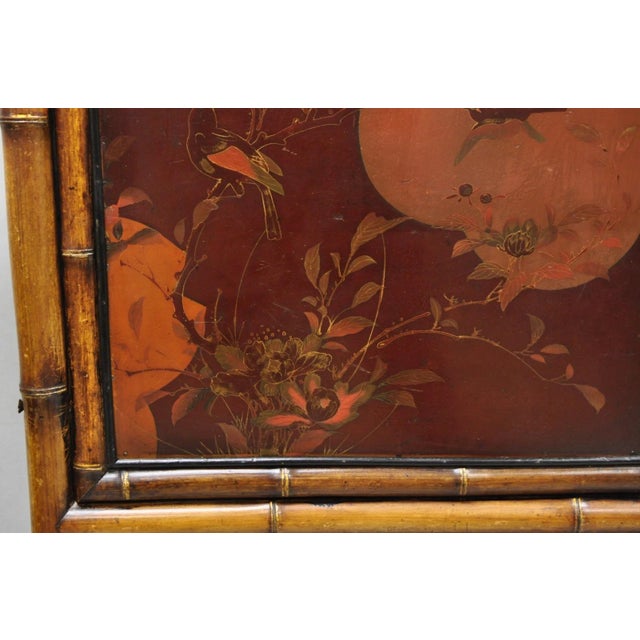 Antique English Victorian Bamboo Chinoiserie Compact Fall Front Secretary Desk For Sale - Image 14 of 18