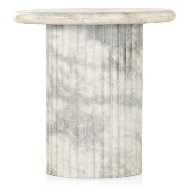 Four Hands Oranda End Table, Polished White Marble For Sale - Image 4 of 10