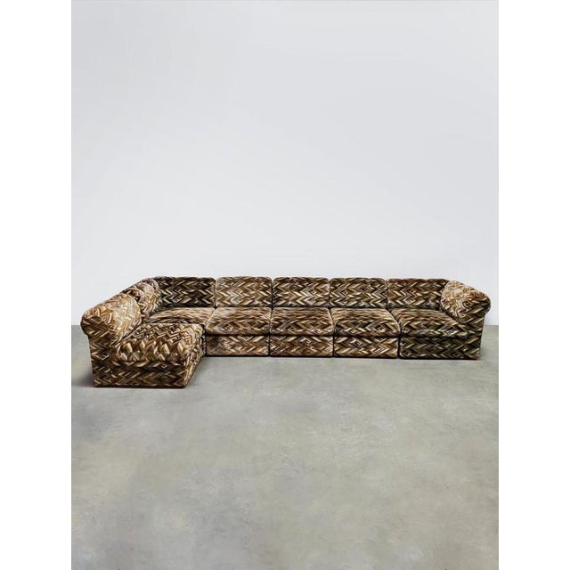 Vintage Modular Sofa with Geometric Pattern, 1970s, Set of 6 For Sale - Image 4 of 9
