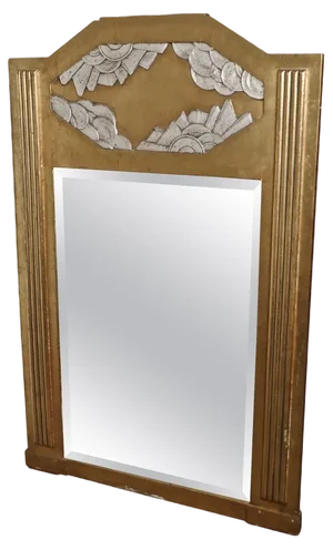 Large French Art Deco Odeon Style Gilt Wall Mirror, 1920s