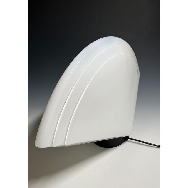 Stunning Murano glass table lamp produced by AV Mazzega in the 1970s. The shade has a "Ventaglio" (fan) shape and is made...