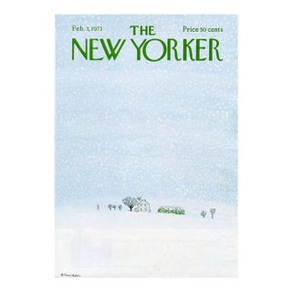Original 1973 New Yorker Magazine Cover, February 3, Raymond Davidson Cover Art, Winter Greenhouse For Sale