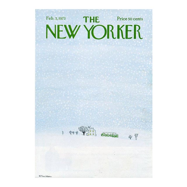 Original 1973 New Yorker Magazine Cover, February 3, Raymond Davidson Cover Art, Winter Greenhouse For Sale