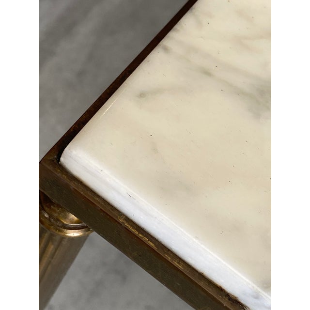 Vintage Coffee Table in White and Grey Marble with Gilt Brass Metal Frame, 1960s For Sale - Image 12 of 18