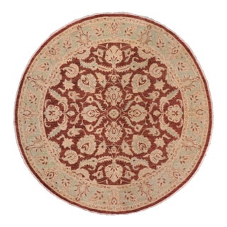 Classic Ziegler Brown/Green Wool Round Rug - 7'10'' X 8'0'' For Sale