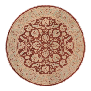 Classic Ziegler Brown/Green Wool Round Rug - 7'10'' X 8'0''
