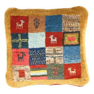 Pasargad DC Fine Hand Knotted Persian Gabbeh Pillow For Sale