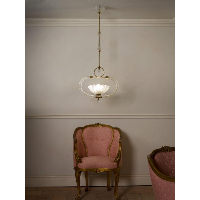 Blown Murano Glass Pendant Lamp attributed to Ercole Barovier, 1940s For Sale - Image 12 of 13