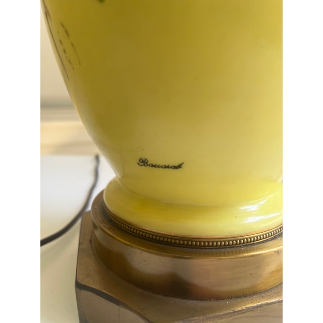 Mid 20th Century Baccarat Style Yellow Opaline Glass Japonisme Lamps, Signed Baccarat - a Pair For Sale - Image 11 of 18