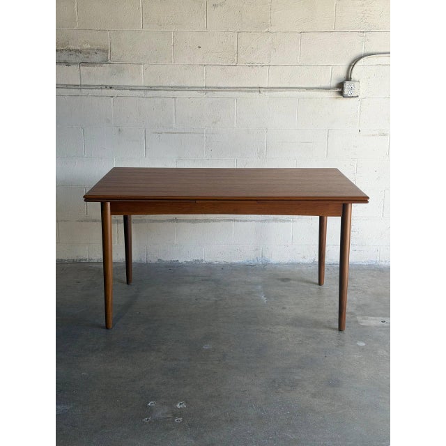 Solid Teak Extendable Dining Table With Leaves Danish Mid-Century Modern 1960s For Sale - Image 9 of 10