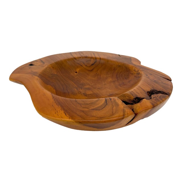 Natural Teak Large Decorative Bowl For Sale