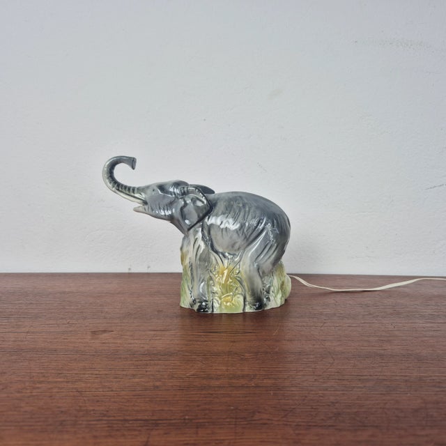 Mid-Century Porcelain Elephant Table Lamp, 1950s For Sale - Image 13 of 13