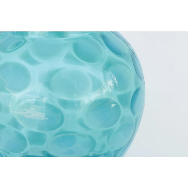 Blue Opalescent Coin Dot Spotted Pitcher For Sale - Image 4 of 8