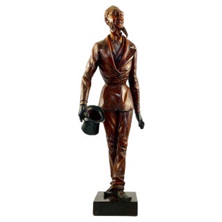 19th Century European Polychrome Carved Wood Figure of a Dickensian Character For Sale