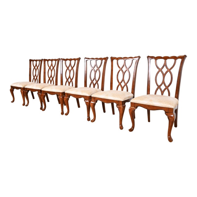 Thomasville Georgian Carved Mahogany Dining Chairs, Set of Six For Sale