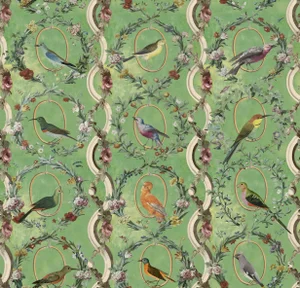 Countesse's Aviarium Mint Wallpaper Sample