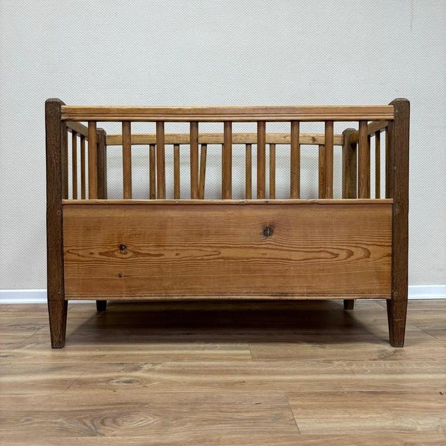 Antique Farmhouse Softwood Baby Bed, 1900s For Sale - Image 10 of 10