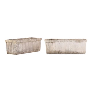 Pair of French Cast Stone Rectangular Planters by Willy Guhl, C 1970, Attributed For Sale