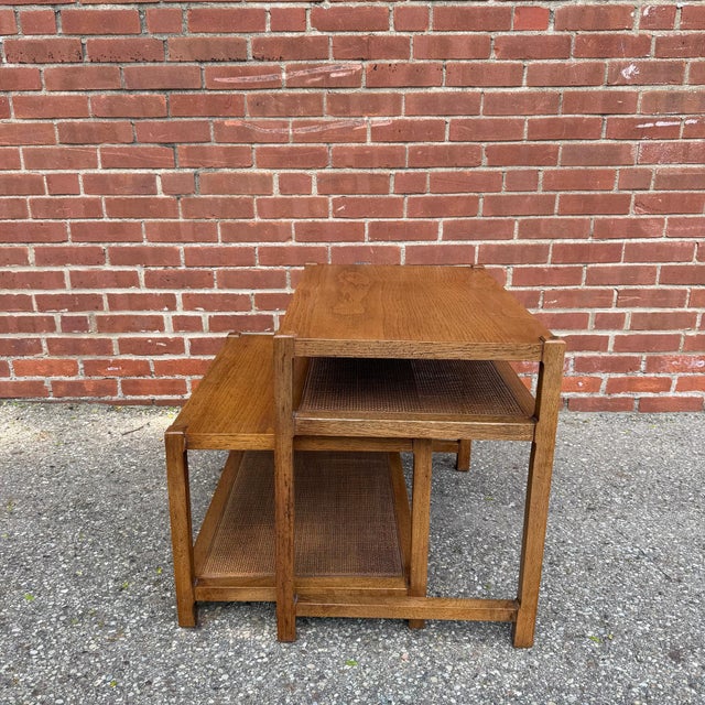 Mid-Century Modern Mid Century Modern Nesting Side Tables With Cane Shelves For Sale - Image 3 of 12