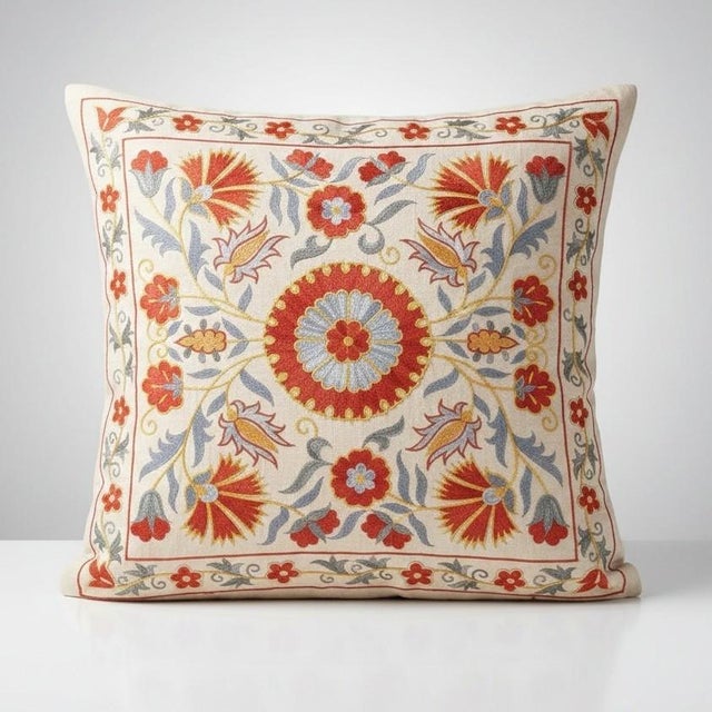 New Hand-Embroidered 100% Silk Cushion Cover – Authentic Uzbek Textile Art Elevate your home décor with this exquisite...