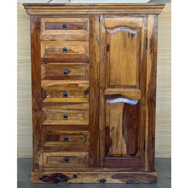 Antique Spanish Solide Olive Locking Pie or Larder Cabinet For Sale - Image 17 of 18