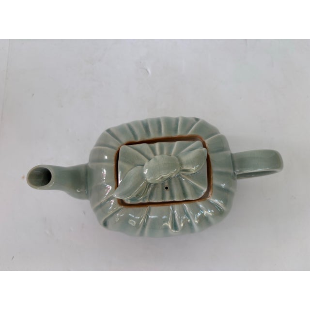 Vintage Takahashi San Francisco Celadon Green Crackle Glaze Teapot, Japan For Sale In Orlando - Image 6 of 9