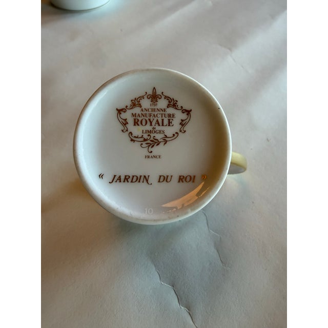 Metal Early 20th Century Tray Creamer and Sugar Ancienne Manufacture Royale De Limoges “Jardin Du Roi” Platter With Sugar & Creamer — 3 Pieces For Sale - Image 7 of 7