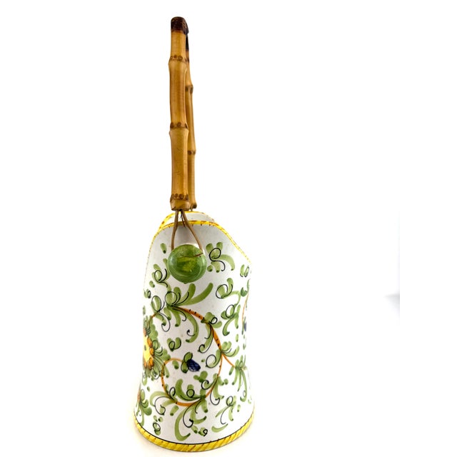 1960s Hand-Painted Italian Ceramic Vase With Bamboo Handle For Sale - Image 14 of 15