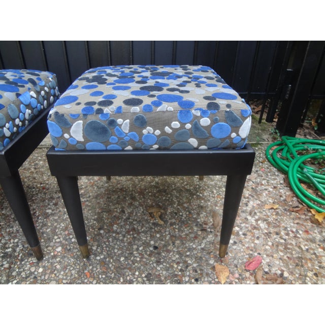 Black French Maison Jansen Style Ebonized Ottomans-A Pair For Sale - Image 8 of 13