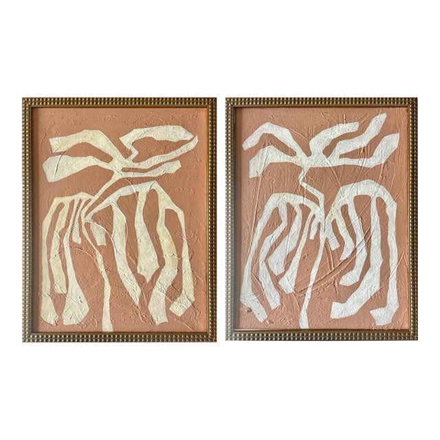 A 2026 Pair of Abstract Botanical Paintings on Canvas by Artist r.k. Red For Sale