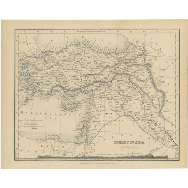 Antique Map of Turkey in Asia with Tableland Profile by Dower, 1845 For Sale - Image 3 of 12