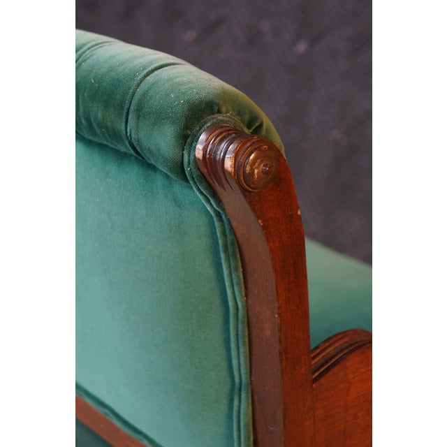 Antique Victorian Eastlake Walnut Ball & Stick Settee Loveseat Corner Chair 34" For Sale - Image 13 of 18