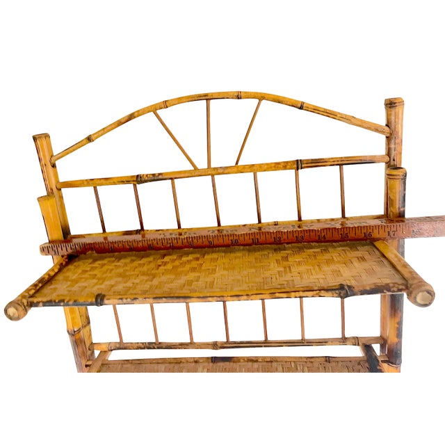 Tan Vintage Burnt Bamboo Wall Shelf With Towel Rack in the French Colonial Style For Sale - Image 8 of 8