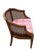 Vintage Mid-Century Modern Cane Barrel-Back Armchair | Hollywood Regency Neoclassical Revival | Tufted Pink Plaid Upholstery For Sale - Image 9 of 18