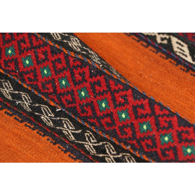 Vintage Afghan Kilim Runner in Orange With Geometric Patterns, From Rug & Kilim For Sale In New York - Image 6 of 7