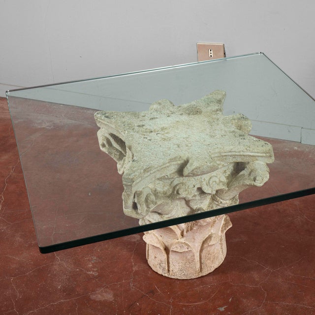White Stone Capital Coffee Table with Large Thick Glass Top For Sale - Image 16 of 18