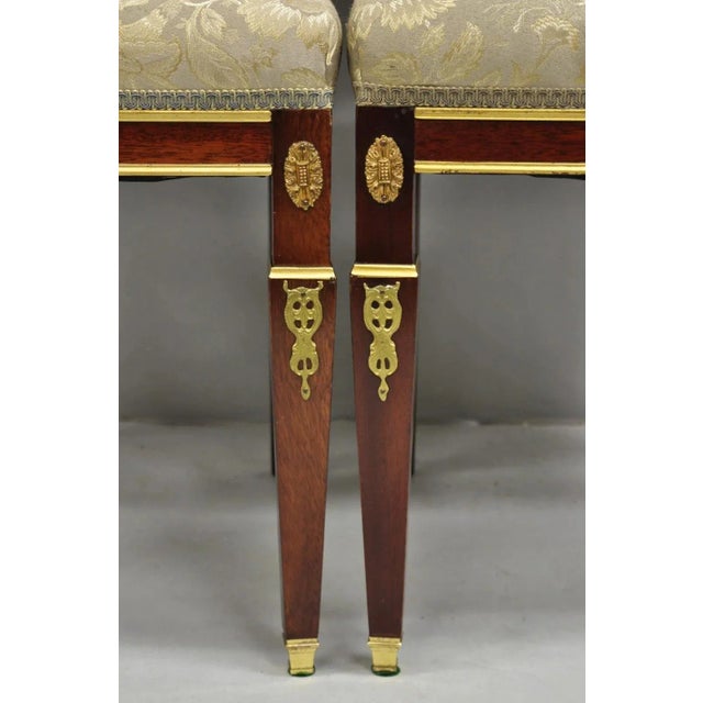Vintage French Empire Mahogany Side Chairs With Bronze "Sphinx" Ormolu - A Pair For Sale - Image 9 of 12
