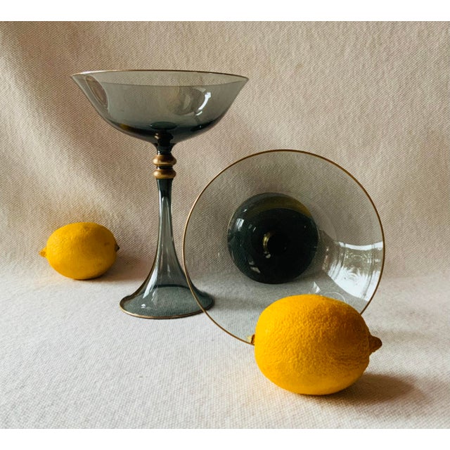 1950s French Crystal Champagne Coupes - Set of 2 For Sale - Image 5 of 18