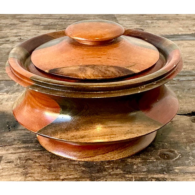 Vintage Original Turned Wood Lidded Bowl For Sale - Image 12 of 12