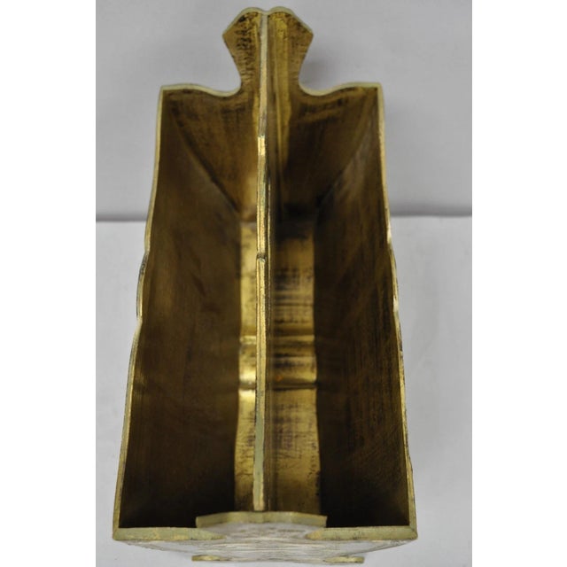 Plastic Vintage Italian Hollywood Regency Gold Cast Plastic Magazine Rack Stand For Sale - Image 7 of 10