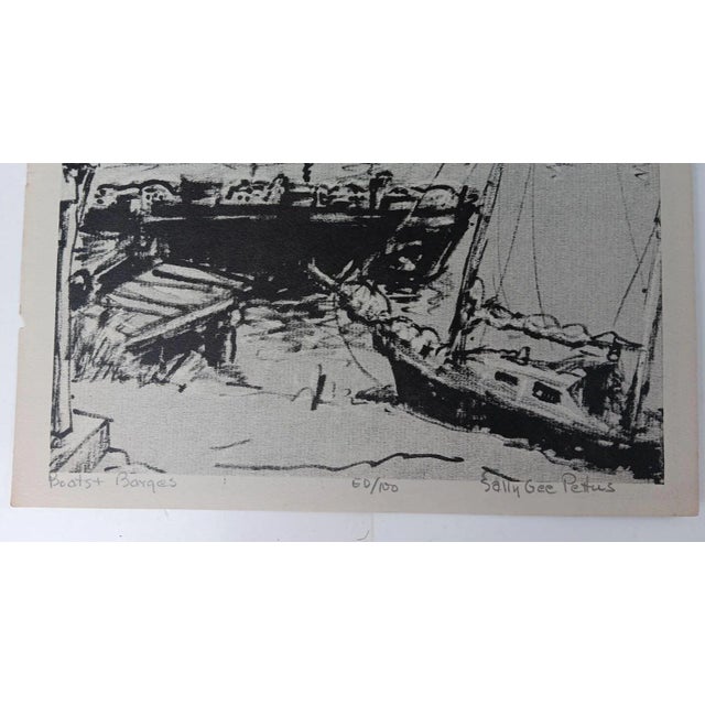 Black Vintage Sally Gee Pettus Texas Gulf Coast Harbor Lithographs - Set of 3 For Sale - Image 8 of 8