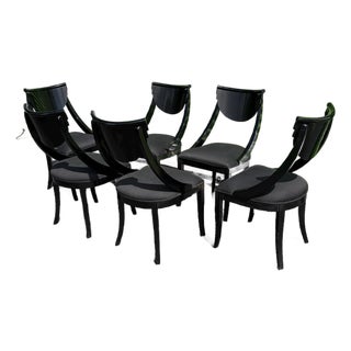 1980s 6 Pietro Costantini for Ello Black Dining Chairs Labelled For Sale