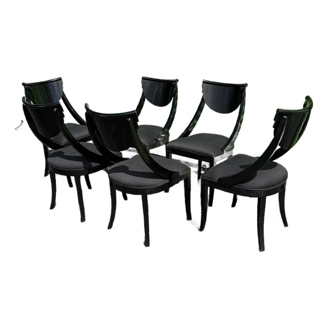 1980s 6 Pietro Costantini for Ello Black Dining Chairs Labelled For Sale