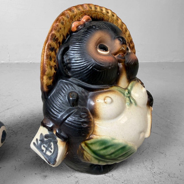 Vintage Japanese Ceramic Tanuki, 1960s, Set of 2 For Sale - Image 12 of 17
