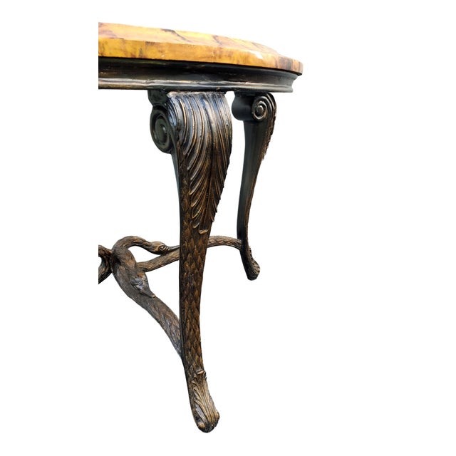 Wood Table - Rare Pen Shell Demi-Lune Console With Swans For Sale - Image 7 of 9