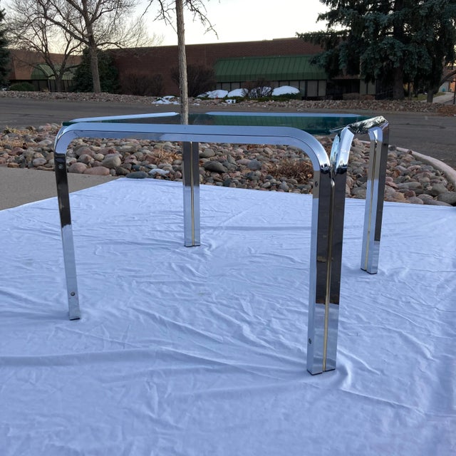 Mid-Century Modern Mid-Century Modern Italian Chrome and Glass Coffee Table Manner of Gianfranco Frattini for Cassina For Sale - Image 3 of 13