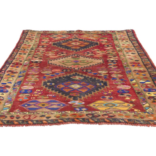 Tribal Mid 20th Century Vintage Persian Shiraz Rug - 03'05 X 04'11 For Sale - Image 3 of 9