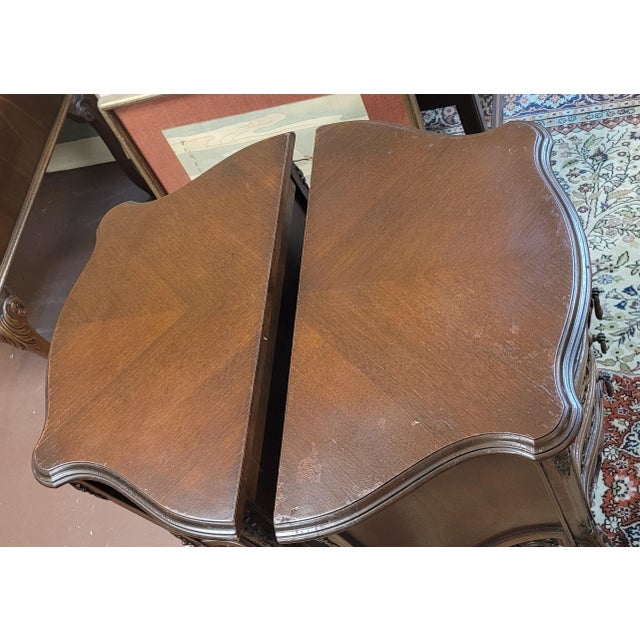 Brown Pair 1920s Swan Leg Carved End Tables For Sale - Image 8 of 15