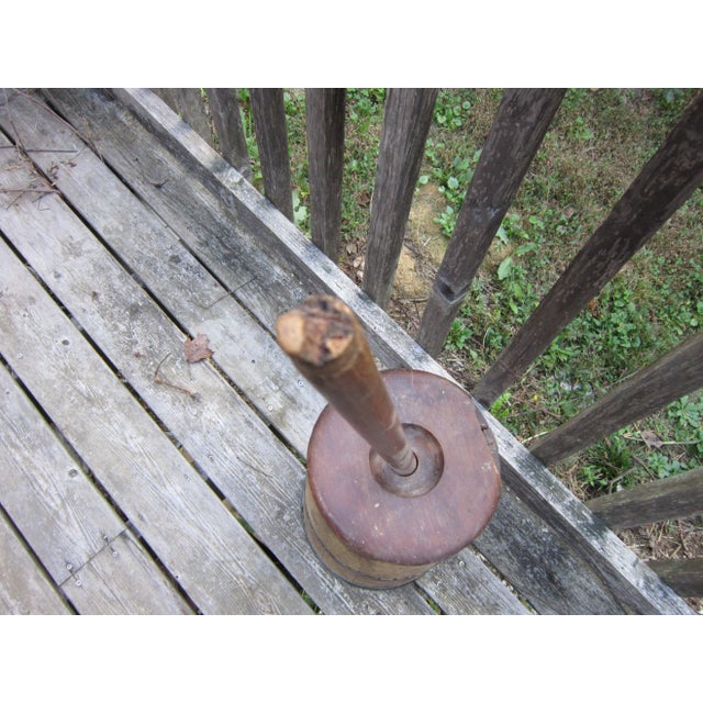 Antique Wooden Butter Churn With Dasher Primitive Farmhouse Off Grid Metal Bands For Sale - Image 18 of 18