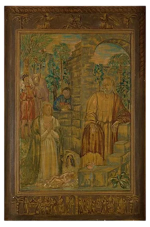 Visit Of The Shepherds - Original Oil on Canvas by Carlo Socrate - 1936 1936